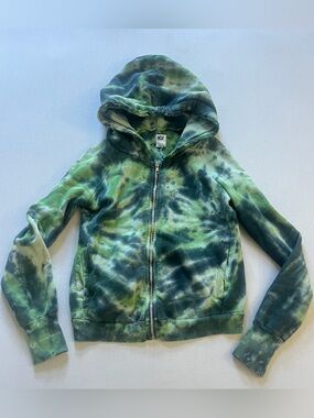 NSF Clothing Green Blue Tie-Dye Zip Hoodie